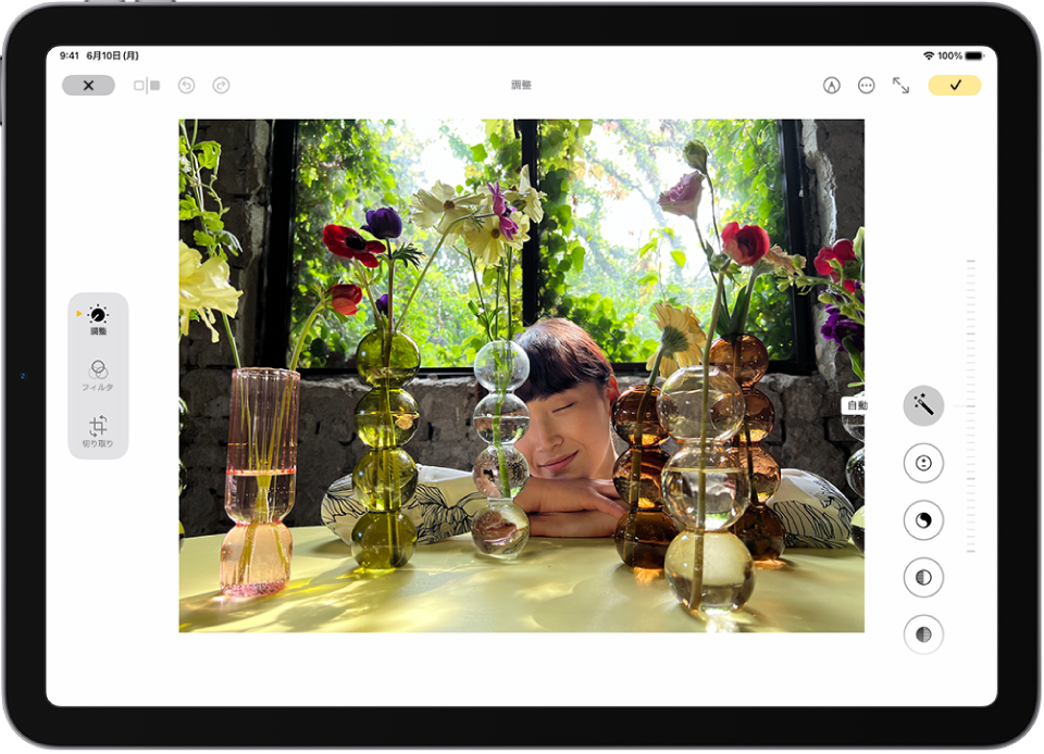 iPad mini 7で写真編集をしている画面